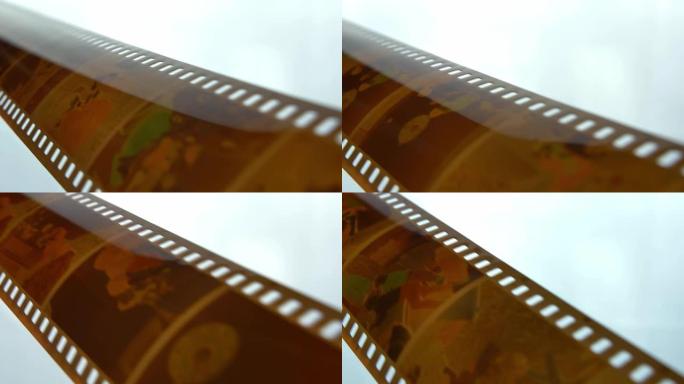 在底片胶卷上观看复古图片
