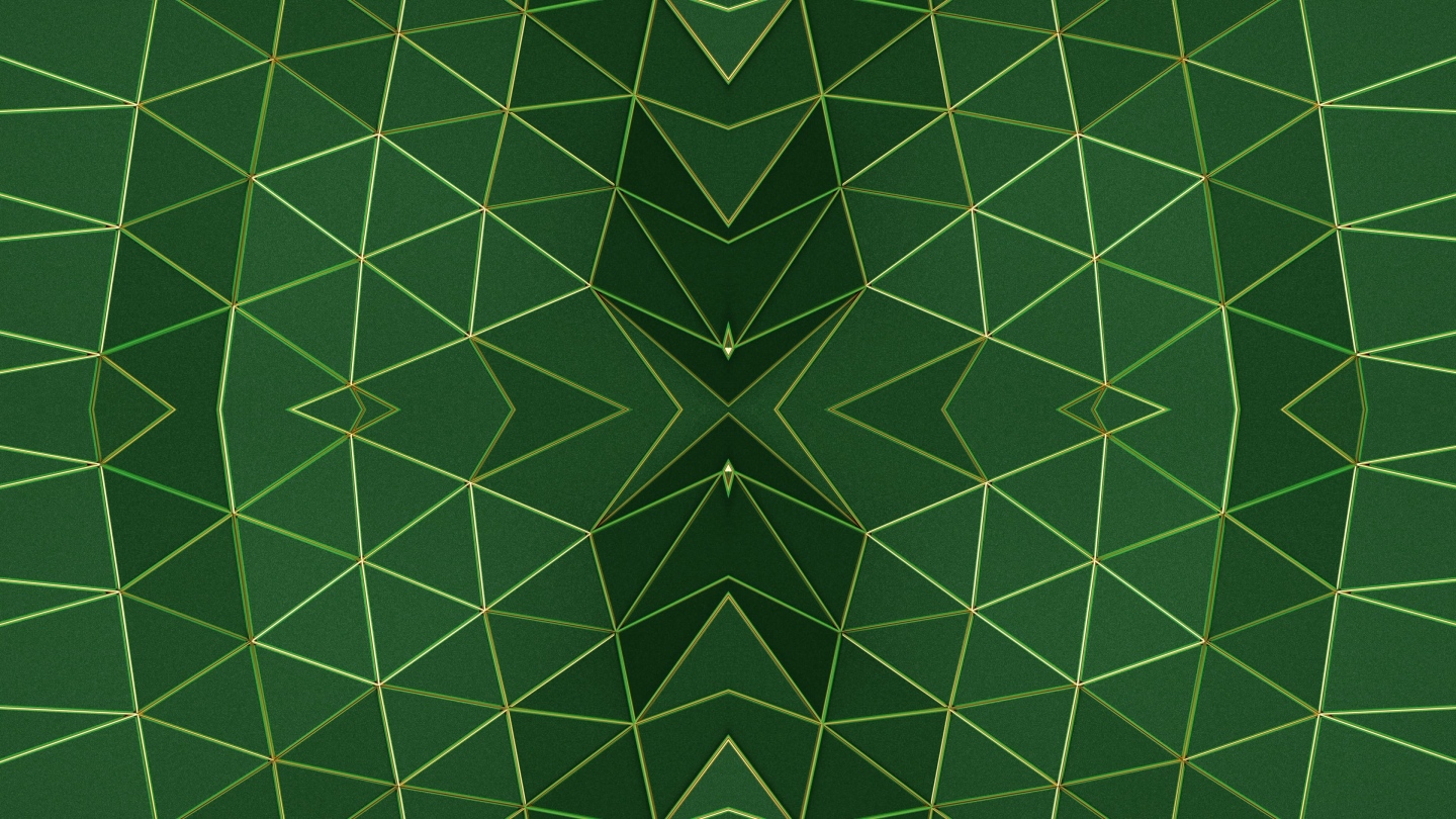 【4K时尚背景】绿色闪动3D几何金线空间