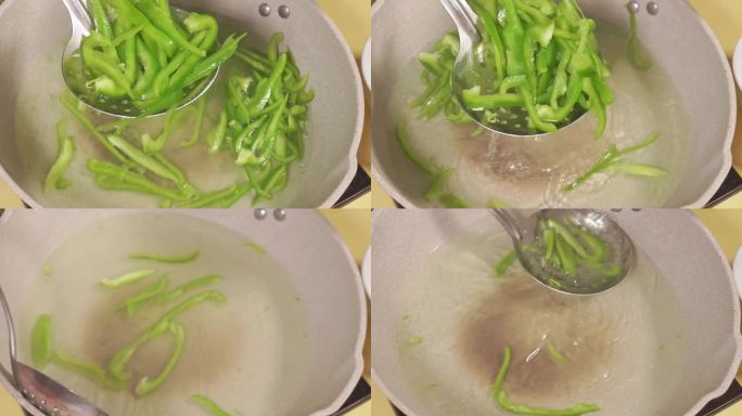 开水焯青椒丝柿子椒丝制作青椒肉丝 (1)