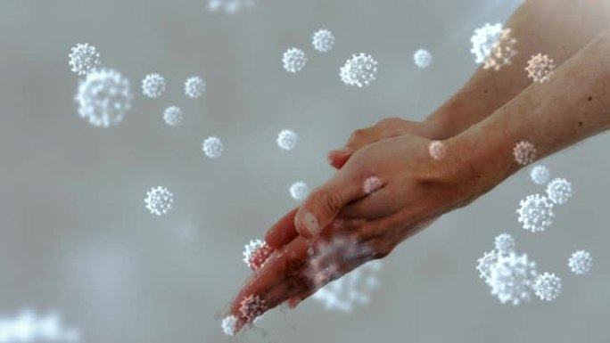 新型冠状病毒肺炎细胞反对男人洗手