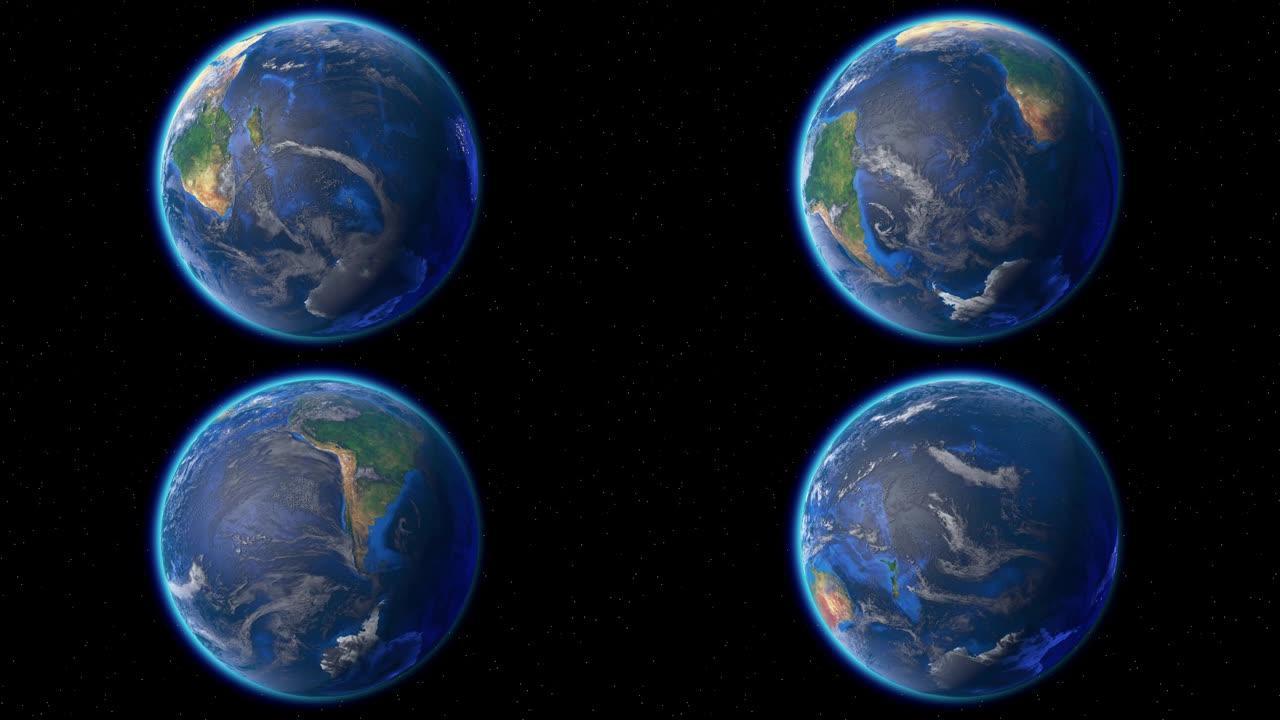 美丽的地球在太空中，以恒星为背景。3d渲染。NASA提供的这段视频的元素。