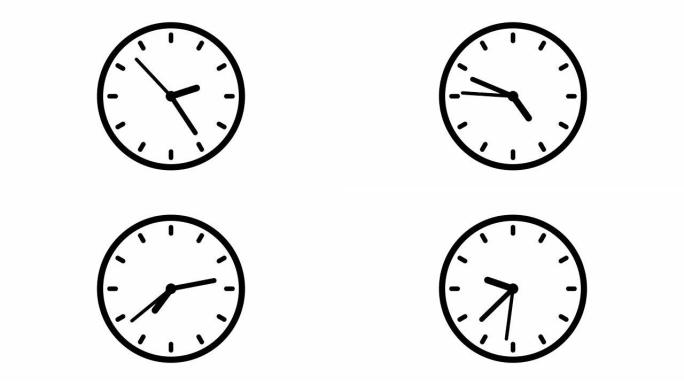 时钟动画在12小时循环动画与可选的亮度哑光。包括阿尔法亮度哑光。4k视频