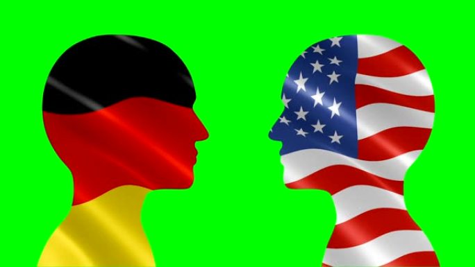 说话的德国人和美国人的剪影