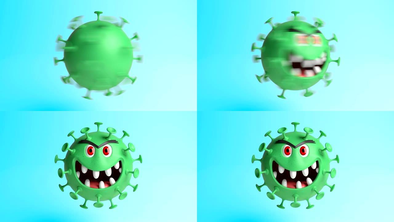冠状病毒3D字符支原体病毒病毒传染病毒疫