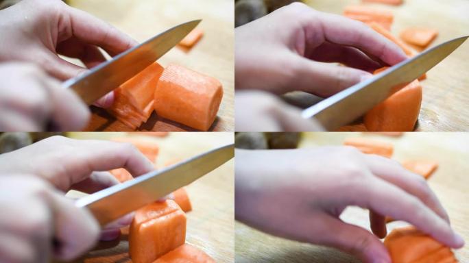 切胡萝卜切菜制作美食胡萝卜片