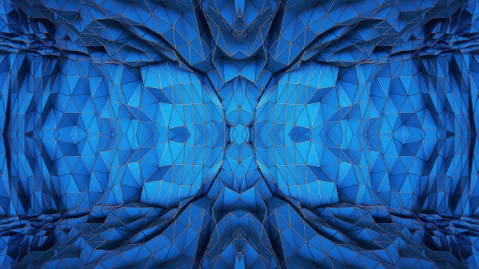 【4K时尚背景】深蓝闪动几何3D华丽金线