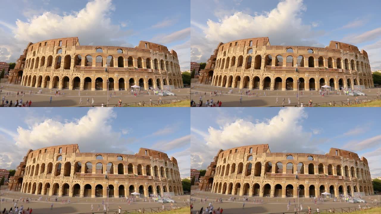夏天天气晴朗的罗马体育馆。意大利罗马的体育馆。罗马体育馆的立面