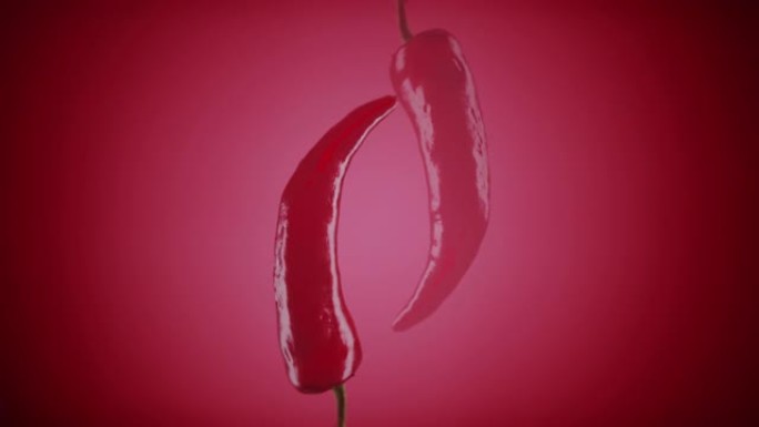 鲜辣辣椒折腾起飞吊在空中旋转落下