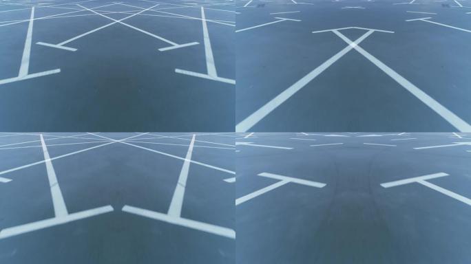 摄像机飞越停车场