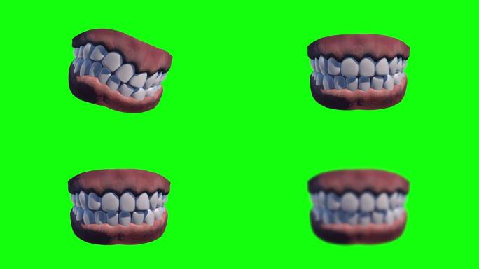 8种不同的动画牙齿假牙牙科医生人类绿屏色度键模型3d