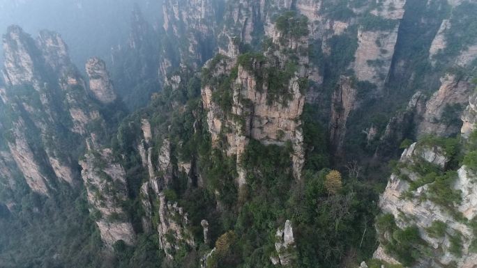 空镜张家界天子山风景山顶航拍