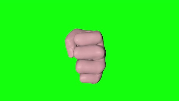 4动画3d拳头打击手男子绿屏力量抗议色度键