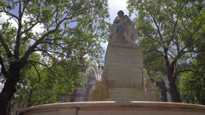 威廉·莎士比亚雕像，莱斯特广场用相机移动。