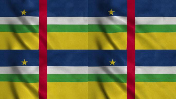 中非共和国国旗在风中挥舞，织物质地非常细致。无缝环路，4K
