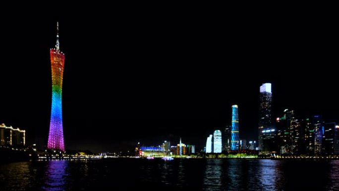 晚上的广州天际线小蛮腰一线城市繁华都市