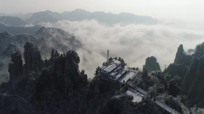 中国湖南张家界天子山的雪