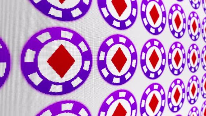 扑克筹码钻石像素屏幕动画背景