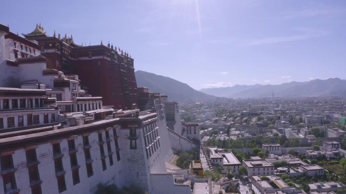 布达拉宫广场航拍 西藏旅游