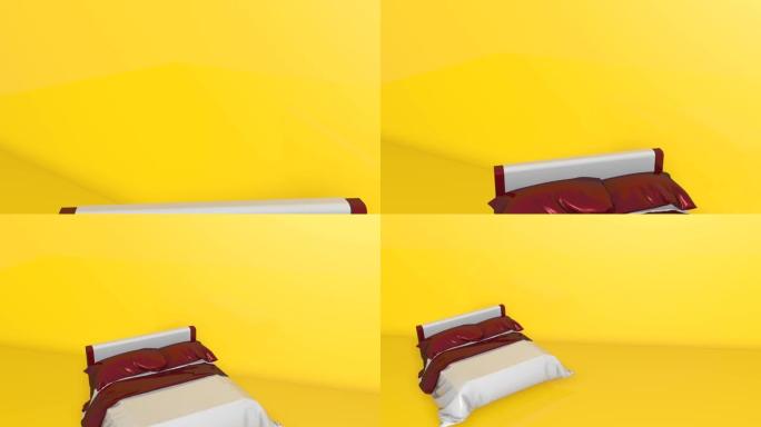 双人床卧室家具睡眠酒店动画3d