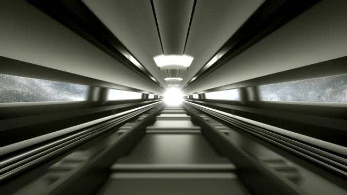 超高速未来派火车隧道