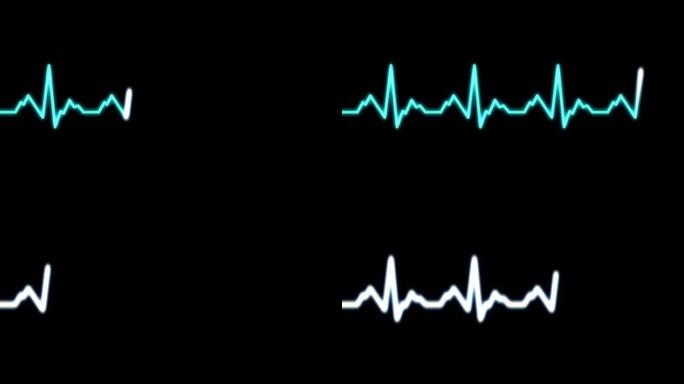 心跳监测仪心电图线监测仪显示心跳，无缝循环心电图医疗屏幕与心脏节律图形。4 k的动画