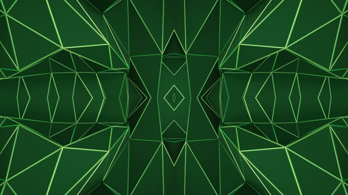 【4K时尚背景】绿色立体3D几何金线空间