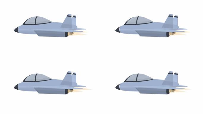 战斗机。军事航空动画。卡通