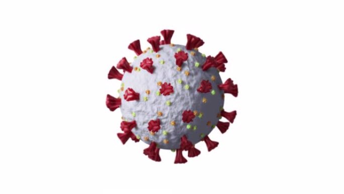 新型冠状病毒肺炎细胞在白色背景下旋转