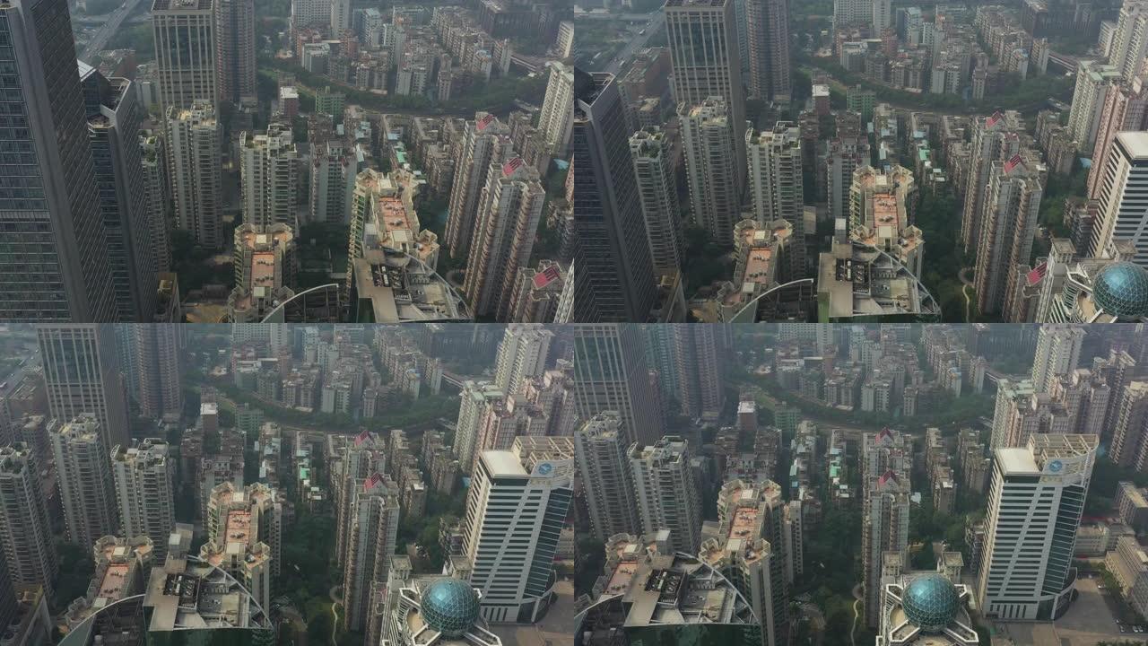 广州市中心公寓大楼空中全景4k中国