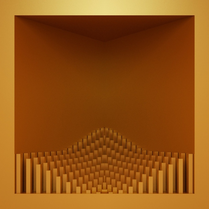 【裸眼3D】金色曲线立体几何意境矩阵空间