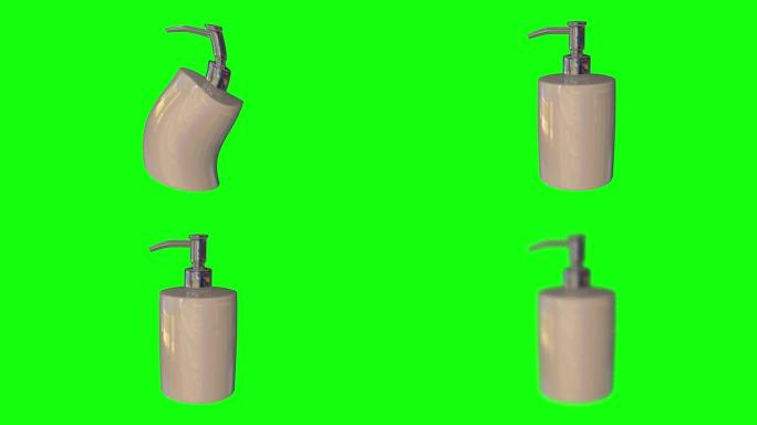 8动画3d液体皂液分配器泵瓶马桶绿屏色度键