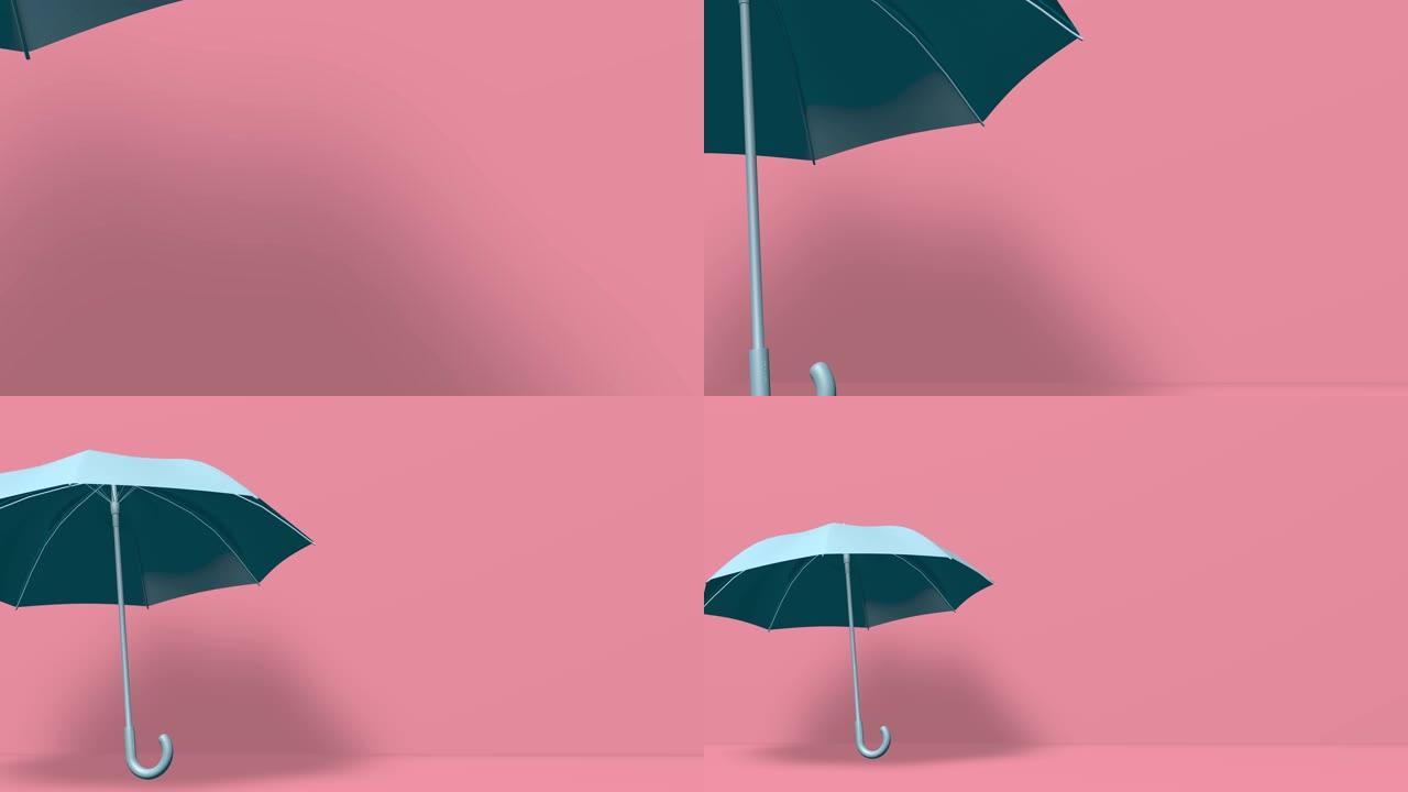 蓝色开伞天气雨暴风气象动画3d