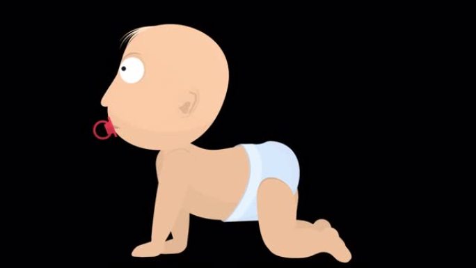 带奶嘴的婴儿。婴儿的动画。卡通