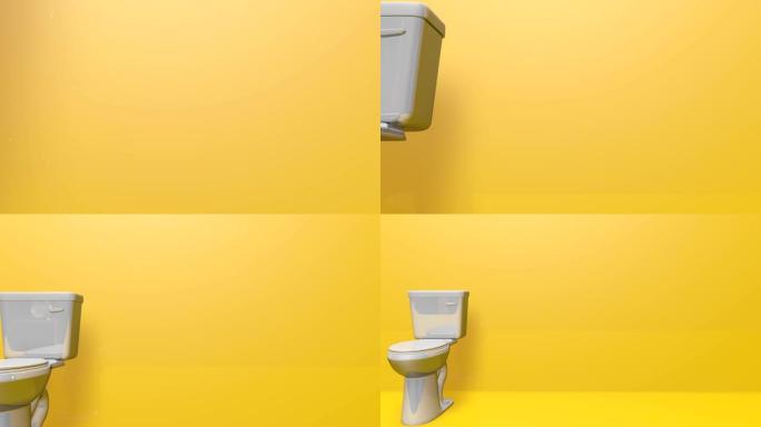 白色抽水马桶浴室厕所卫生动画3d