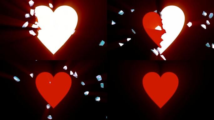 冰冻心的3D动画用阿尔法通道变成红心。