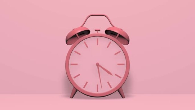 粉色闹钟双铃时间小时警报最小动画3d