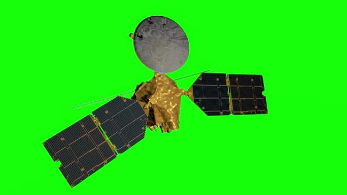 火星侦察轨道器，MRO在绿色屏幕上环绕火星运行。火星行星在外太空旋转。前往太空中的红色星球火星。NA