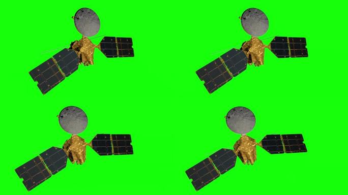 火星侦察轨道器，MRO在绿色屏幕上环绕火星运行。火星行星在外太空旋转。前往太空中的红色星球火星。NA