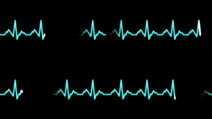心跳监测仪心电图线监测仪显示心跳，无缝循环心电图医疗屏幕与心脏节律图形。4 k的动画