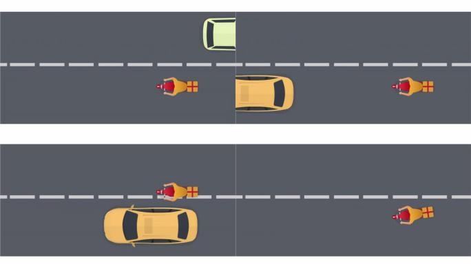 滑板车上送货员的动画。快递。卡通