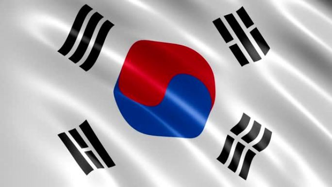在风中挥舞的韩国国旗