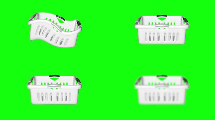 8动画白色塑料塑料洗衣篮洗衣篮绿屏色键3d