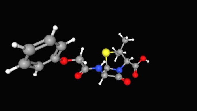 青霉素V分子的动画3D模型