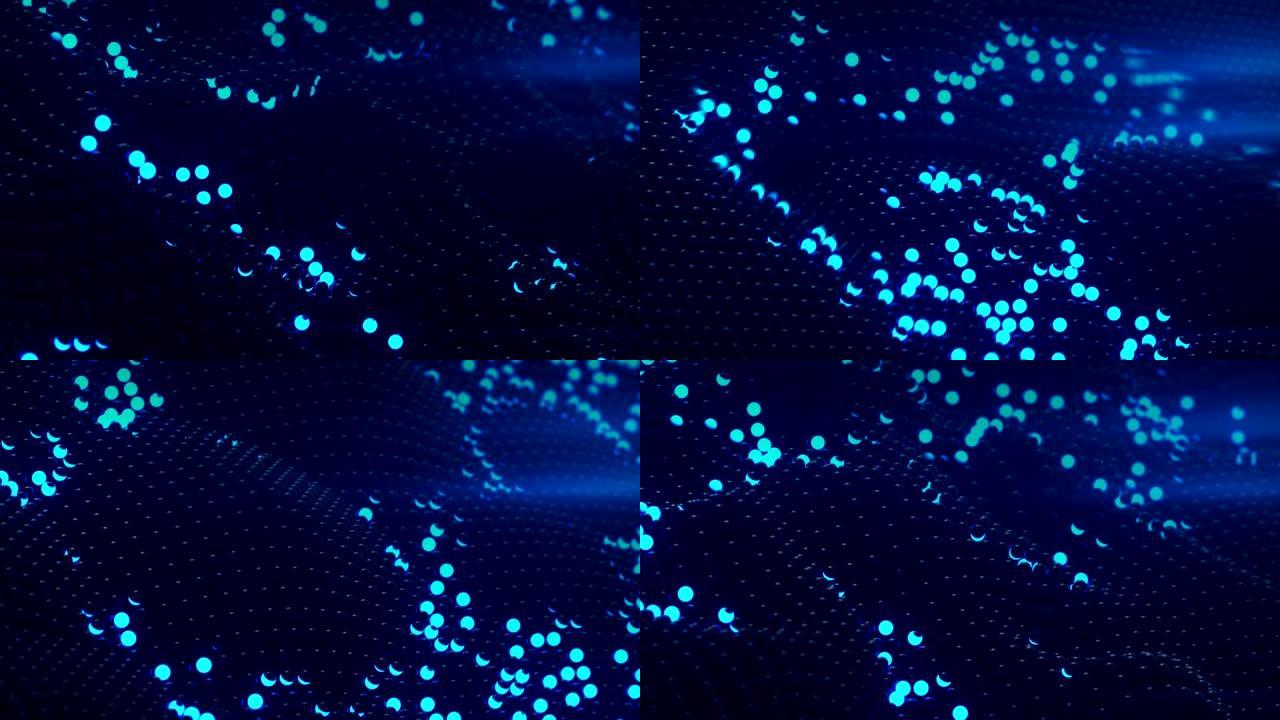 发光蓝色球体网络无缝循环3D渲染动画