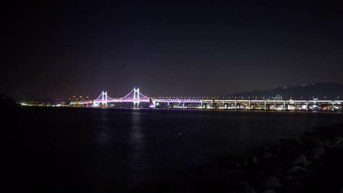 韩国釜山广安大桥的延时拍摄