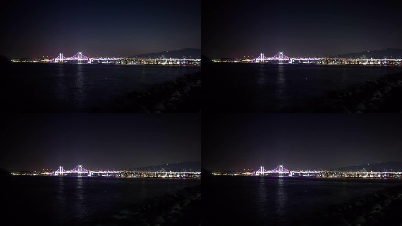 韩国釜山广安大桥的延时拍摄