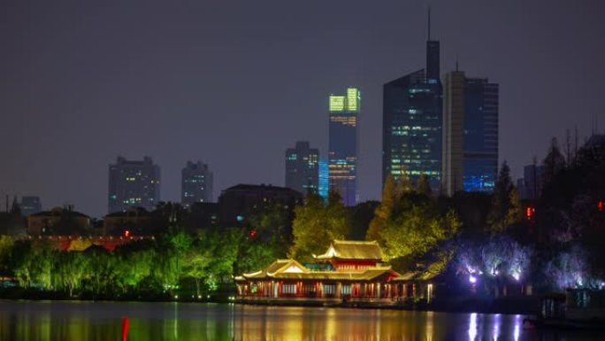 南京市著名的湖滨公园湾延时全景4k中国