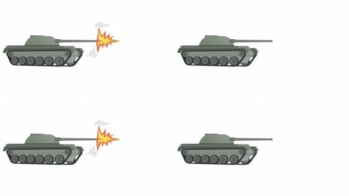 坦克。陆军坦克的动画。卡通