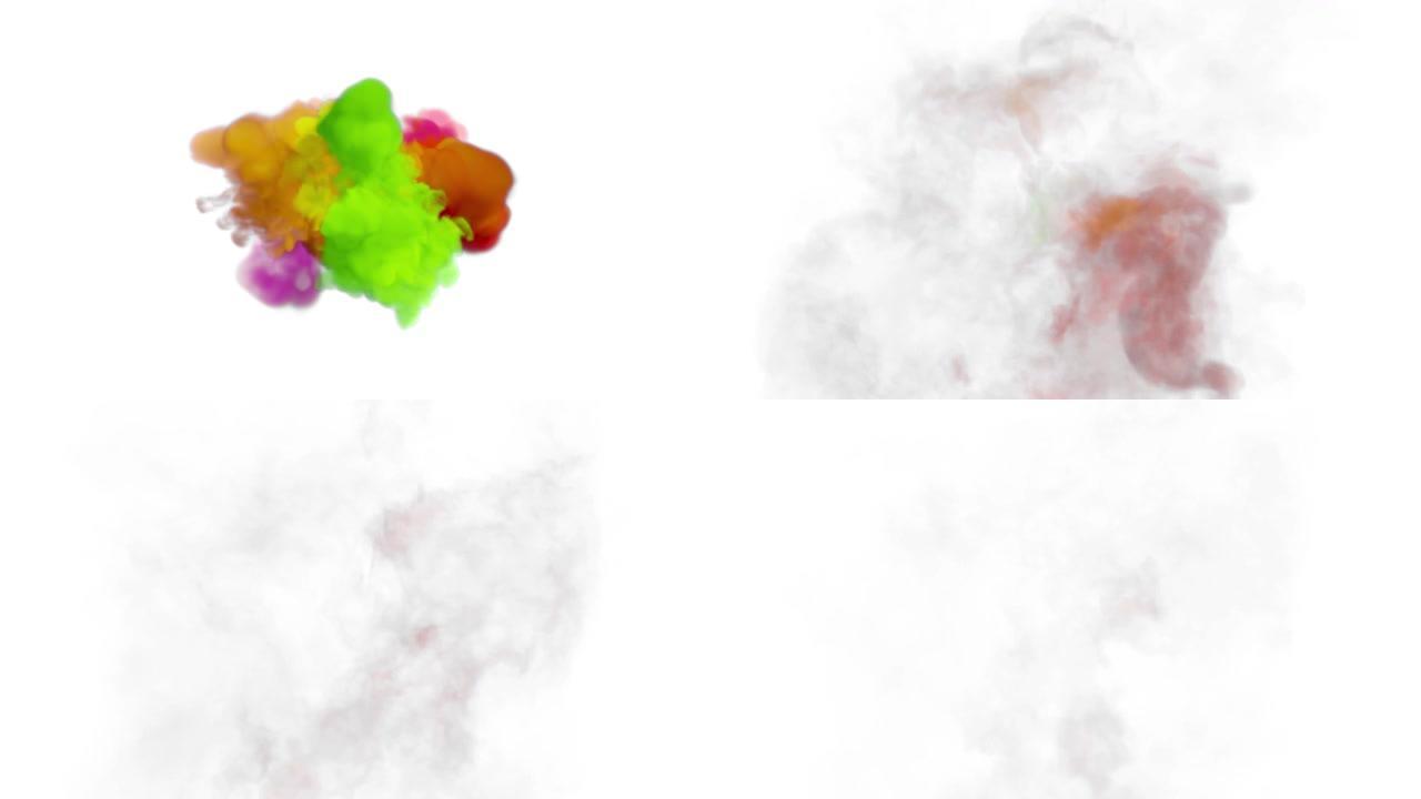 彩色烟粉爆炸颗粒流体墨水颗粒运动