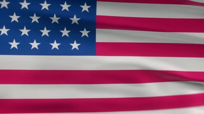 美国国旗飘扬在风seamles环3d动画。4 k的决议